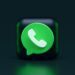 A featured image of dark mode on WhatsApp showing a 3D render of WhatsApp logo/icon