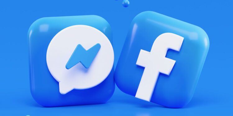3D render of Facebook and Messenger logos