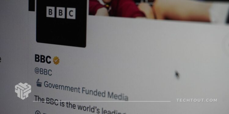 'Government Funded Media' label visible on BBC's Twitter account