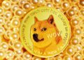 A photo of DogeCoin with golden pearls