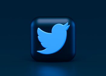 A 3d render of Twitter icon in dark blue