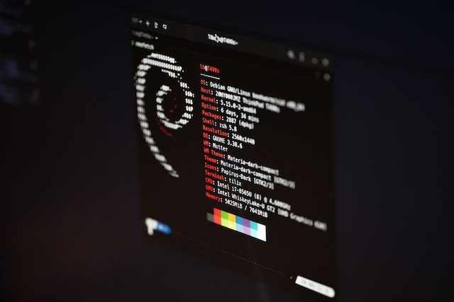 A picture of Debian OS in action on a laptop
