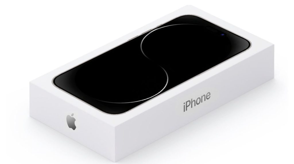 Aledged leaked iPhone 15 Pro box, 3d rendered