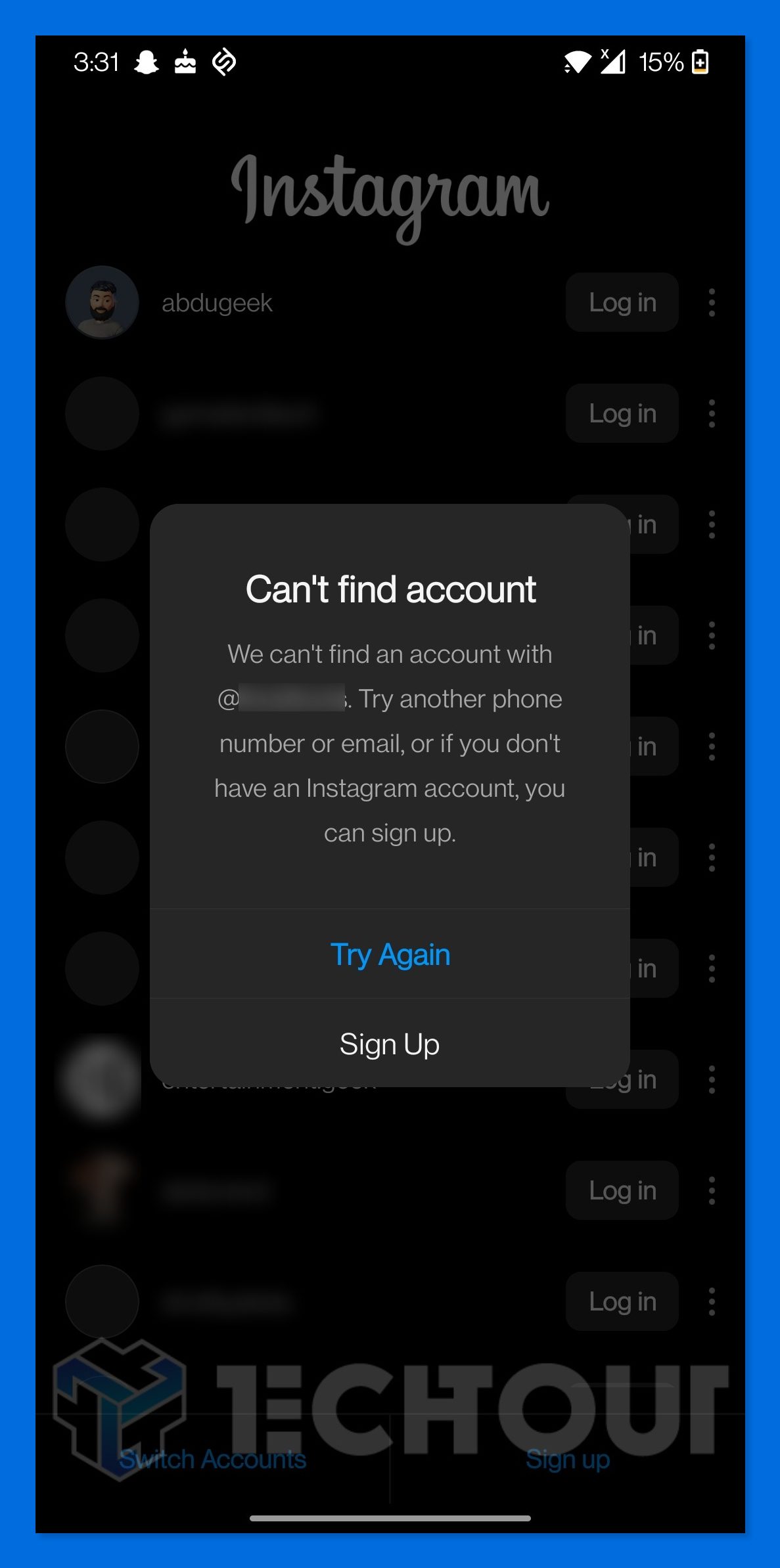 error adding new instagram account