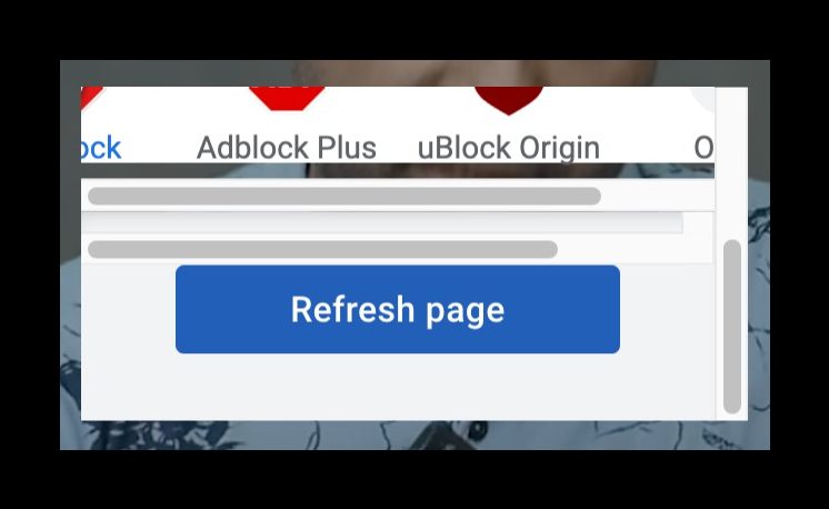 A message button on YouTube ad blocker selection pop-up