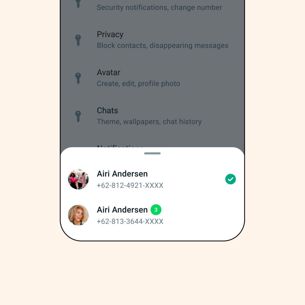 A screenshot to WhatsApp multiple accounts