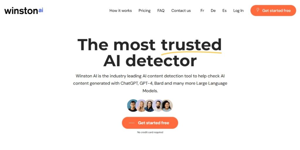 A screenshot of the homepage for Winston AI content detection tool