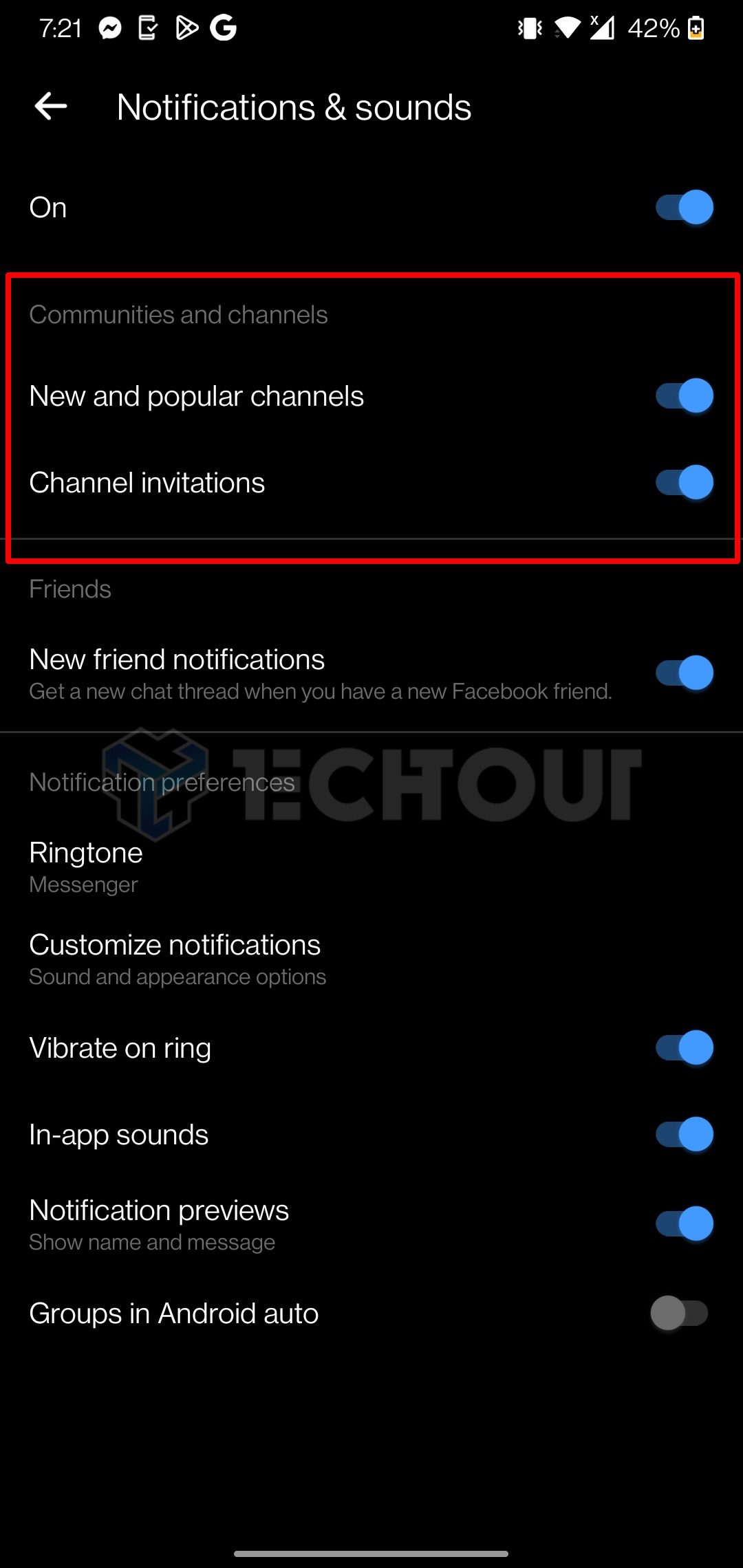 Turning off Messenger channel invites